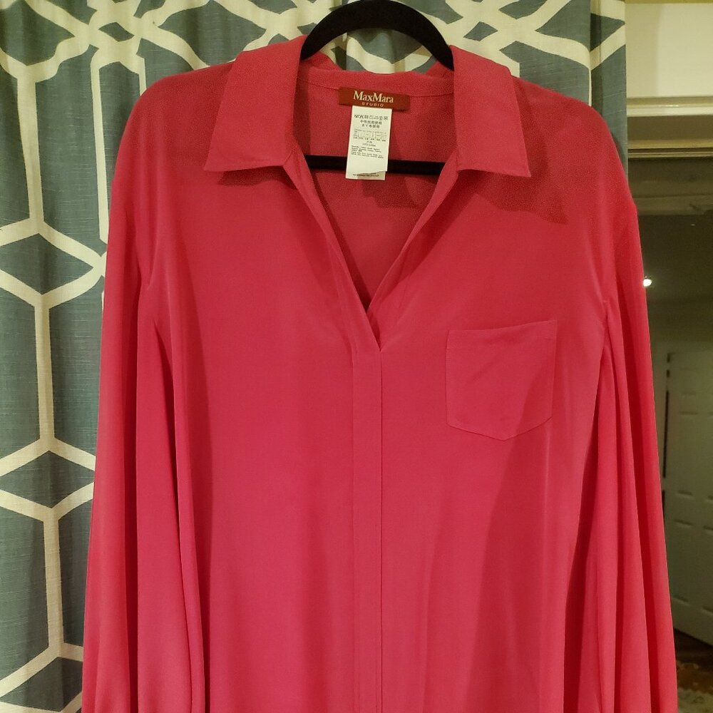 MaxMara Fuschia Puff Cuff Blouse